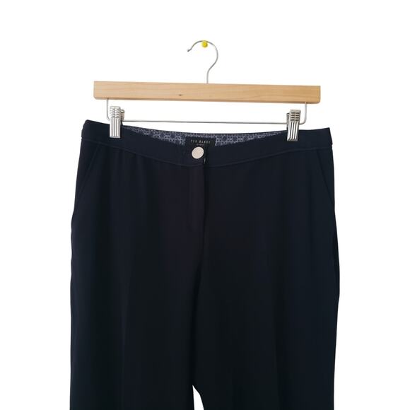 Ted Baker High Rise Flat Front Tapered Leg Trousers Navy Size 3 (US 8) - Picture 2 of 10